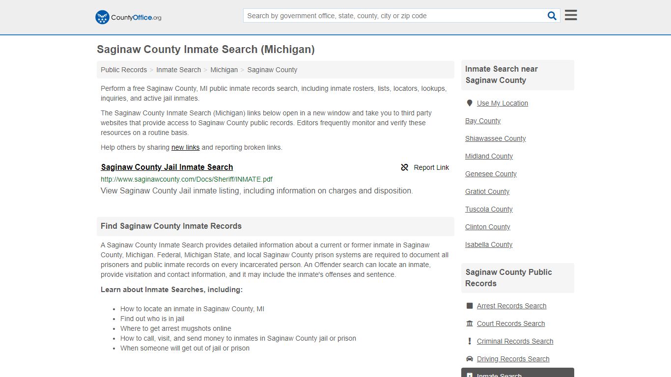 Inmate Search - Saginaw County, MI (Inmate Rosters & Locators)